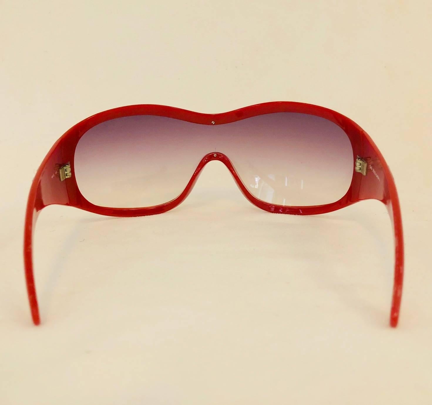 red wrap around sunglasses
