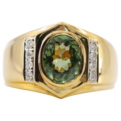 Vintage Men's Demantoid Garnet Ring over 2 Carat in Gold, circa 1990s