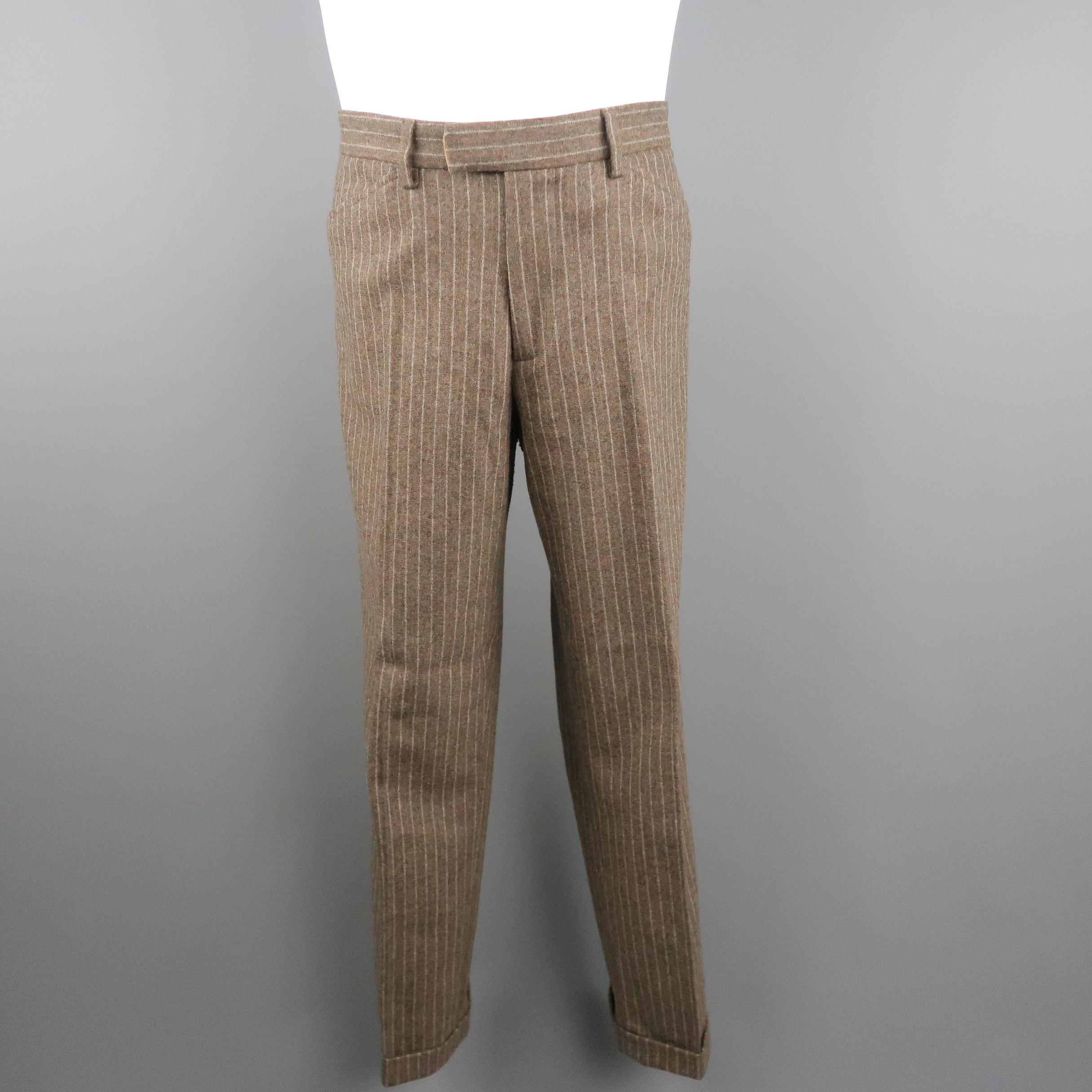 Men's D&G by DOLCE & GABBANA 40 Taupe Stripe Wool Blend 3 Piece Suit 6