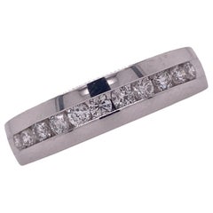 Men's Diamond 14 Karat White Gold Channel Set Wedding Band Ring