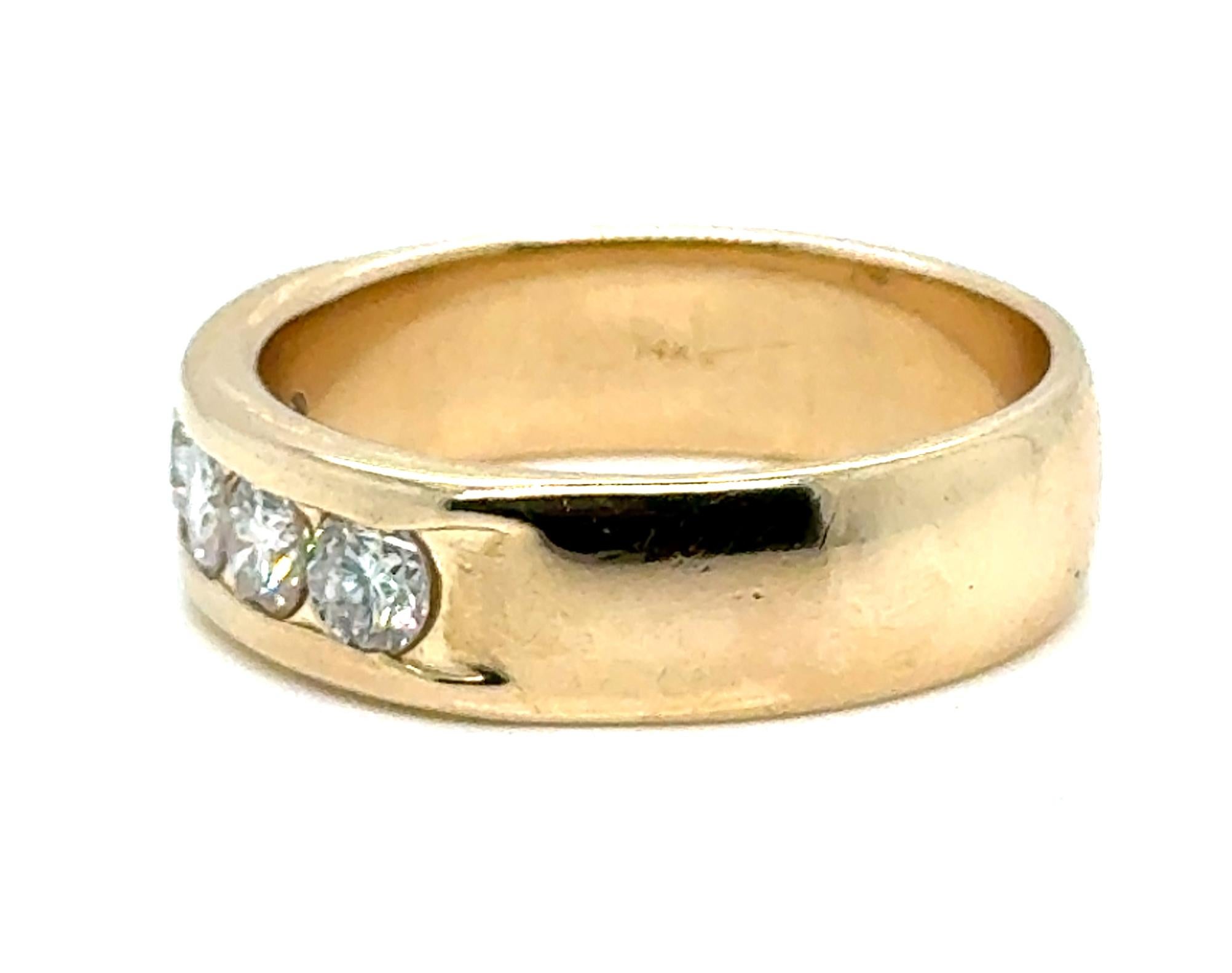 Round Cut Mens Diamond 5 Stone Wedding Ring 1 Carat Anniversary Band Mined 1ct 14K For Sale