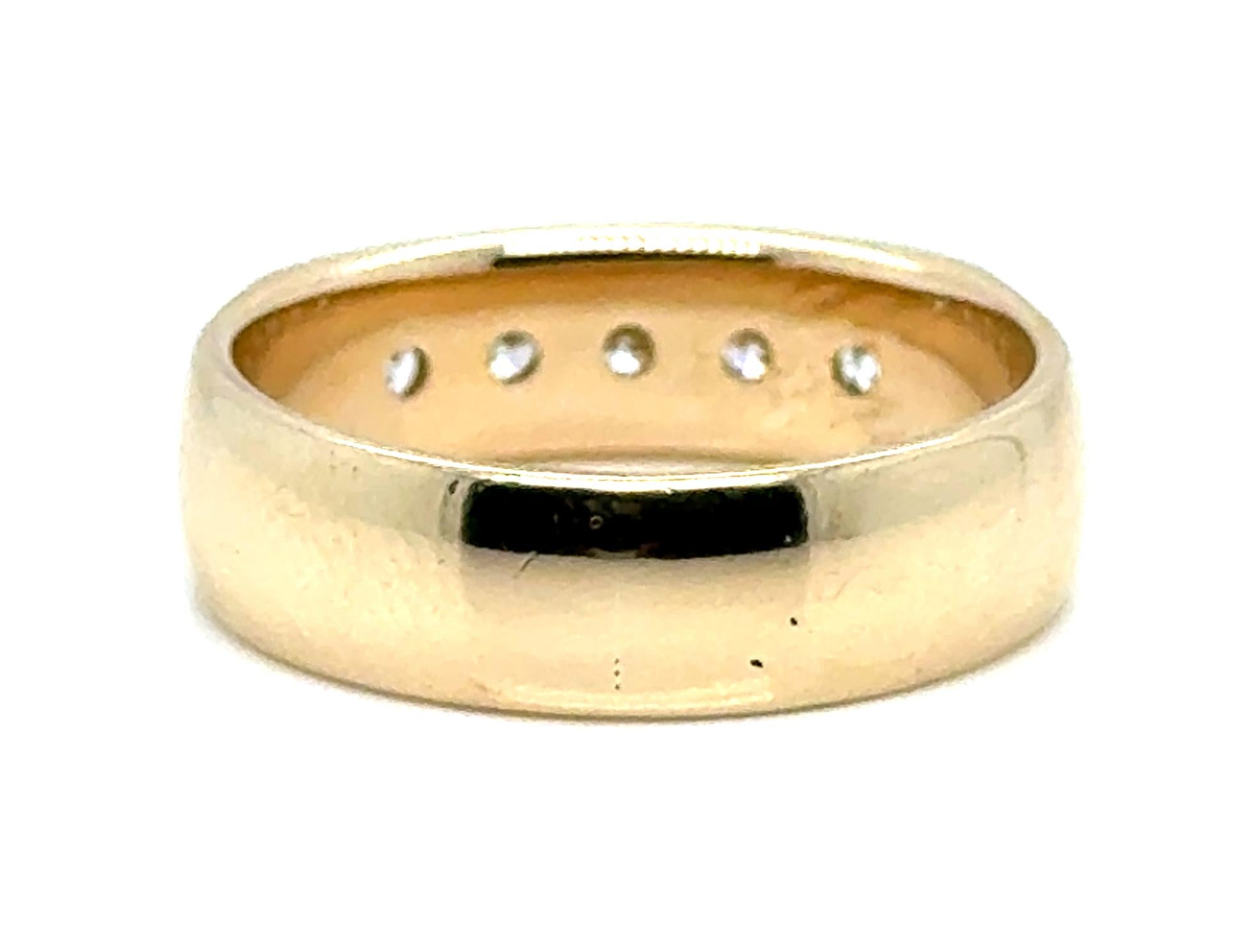 Men's Mens Diamond 5 Stone Wedding Ring 1 Carat Anniversary Band Mined 1ct 14K For Sale