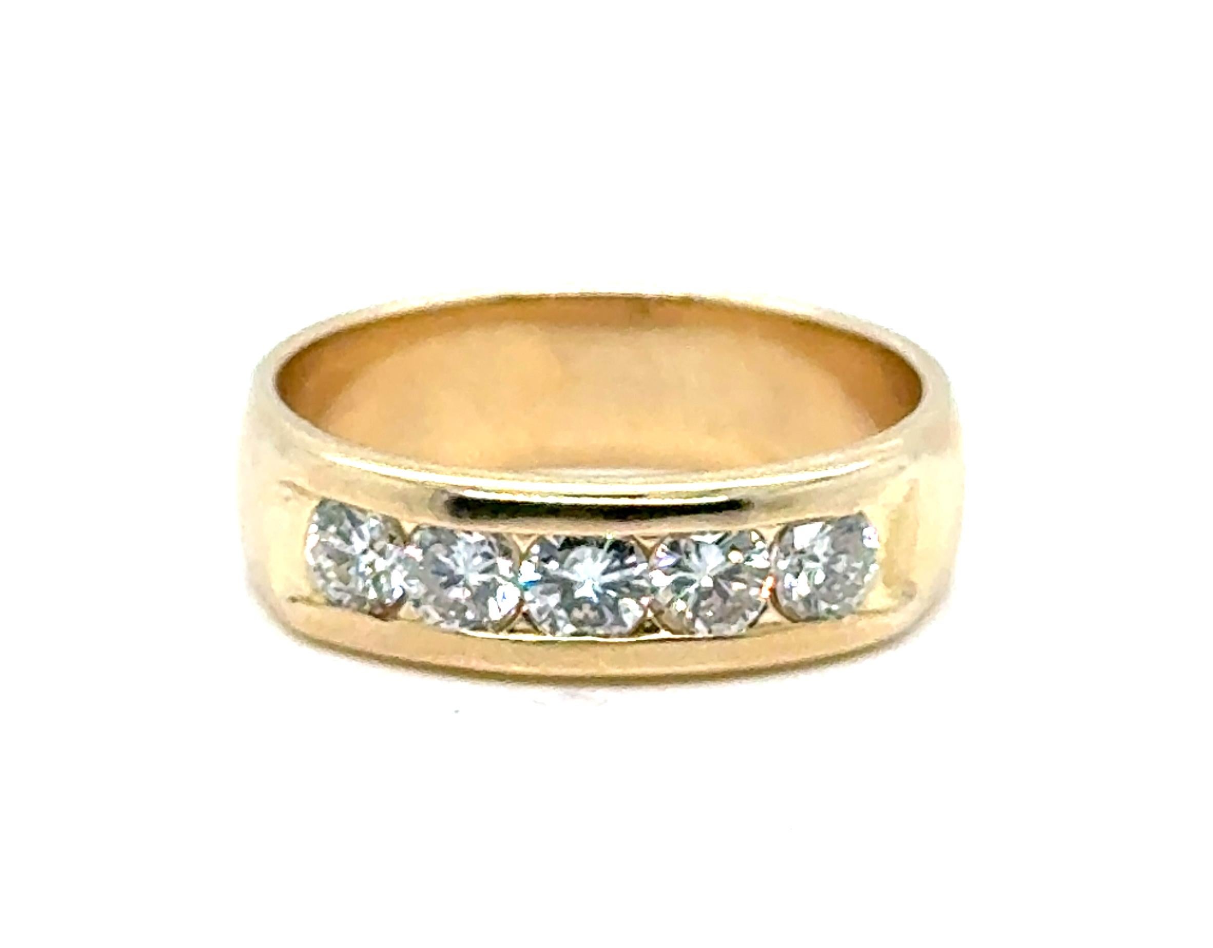 Mens Diamond 5 Stone Wedding Ring 1 Carat Anniversary Band Mined 1ct 14K