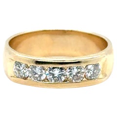 Mens Diamond 5 Stone Wedding Ring 1 Carat Anniversary Band Mined 1ct 14K