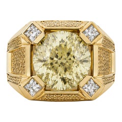 Mens Diamond and 18k Gold Ring 7.20 carats Color U Clarity VS2