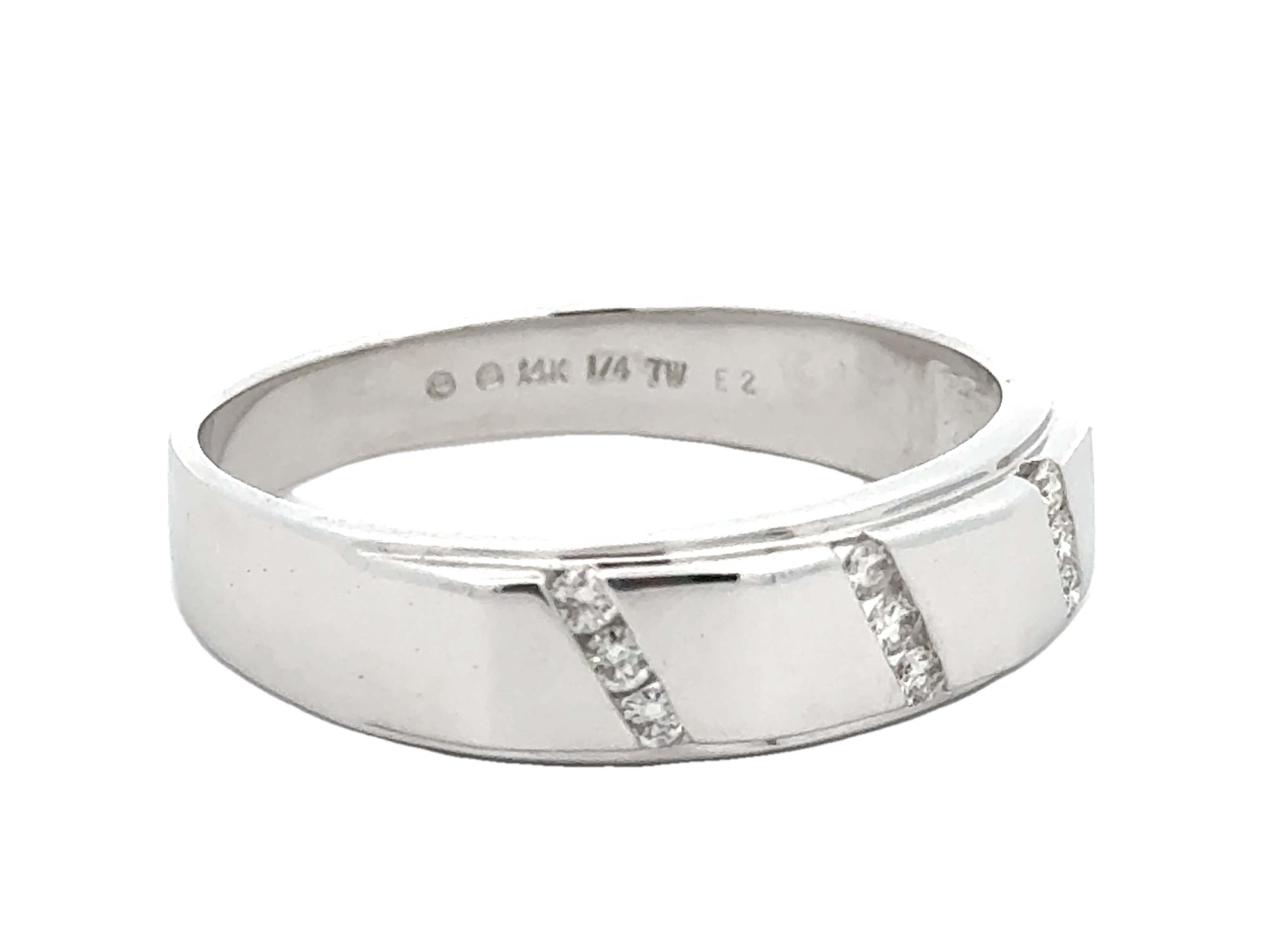 Brilliant Cut Mens Diamond Band Ring 14k White Gold Size 16 For Sale