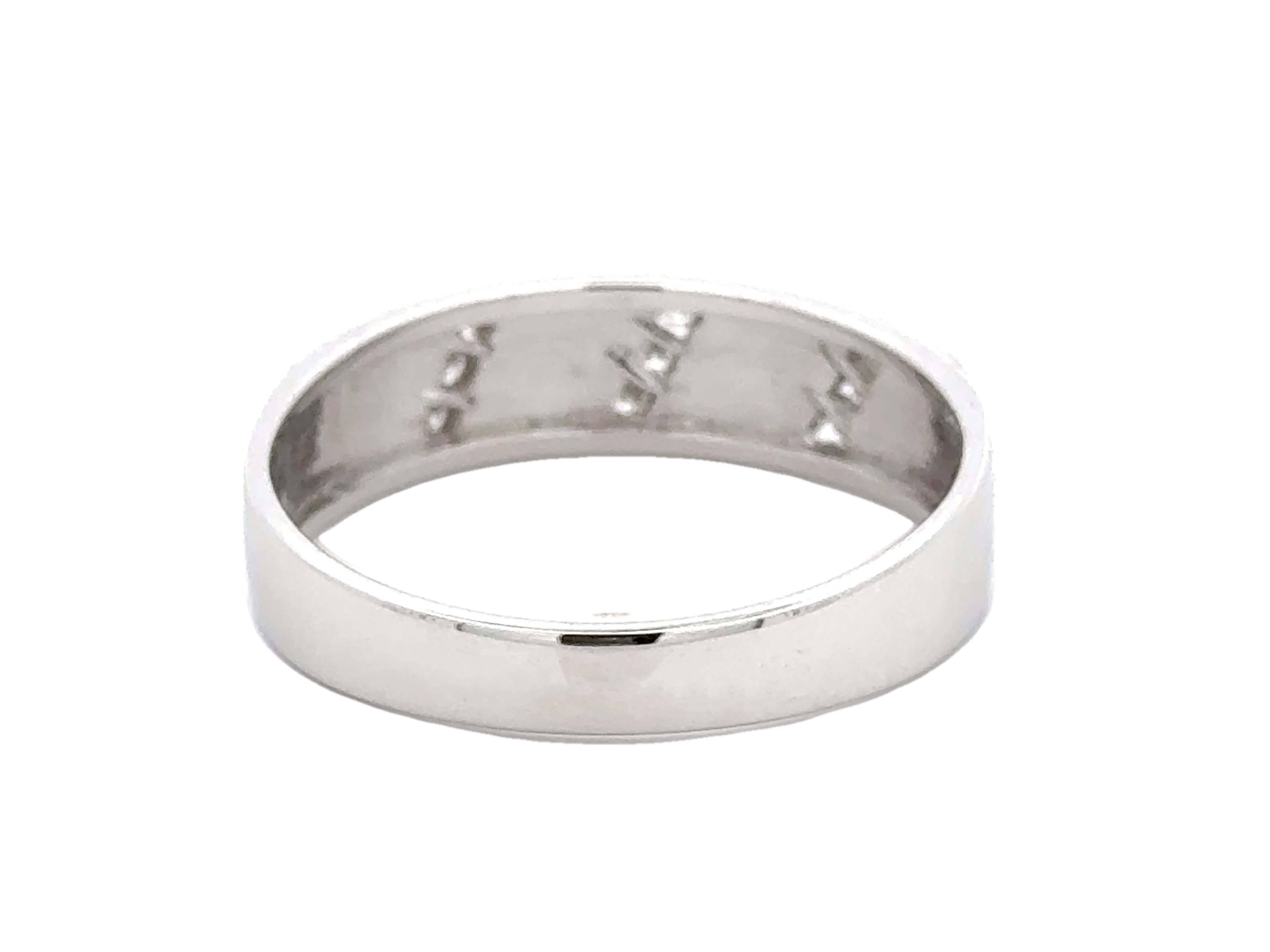 Mens Diamond Band Ring 14k White Gold Size 16 For Sale 1