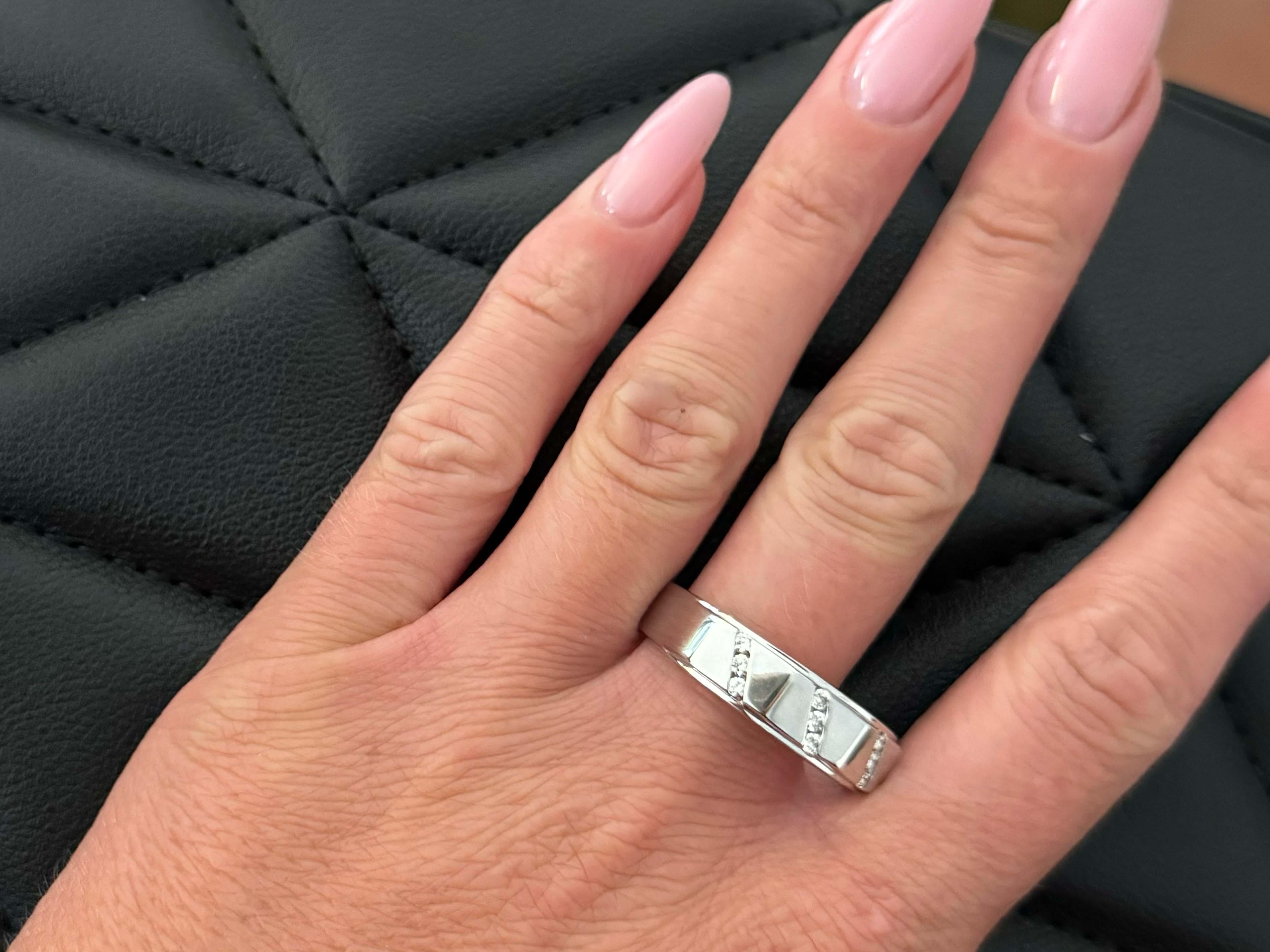 Mens Diamond Band Ring 14k White Gold Size 16 For Sale 2