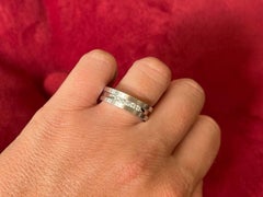 Mens Diamond Band Ring Matte Finish 14k White Gold