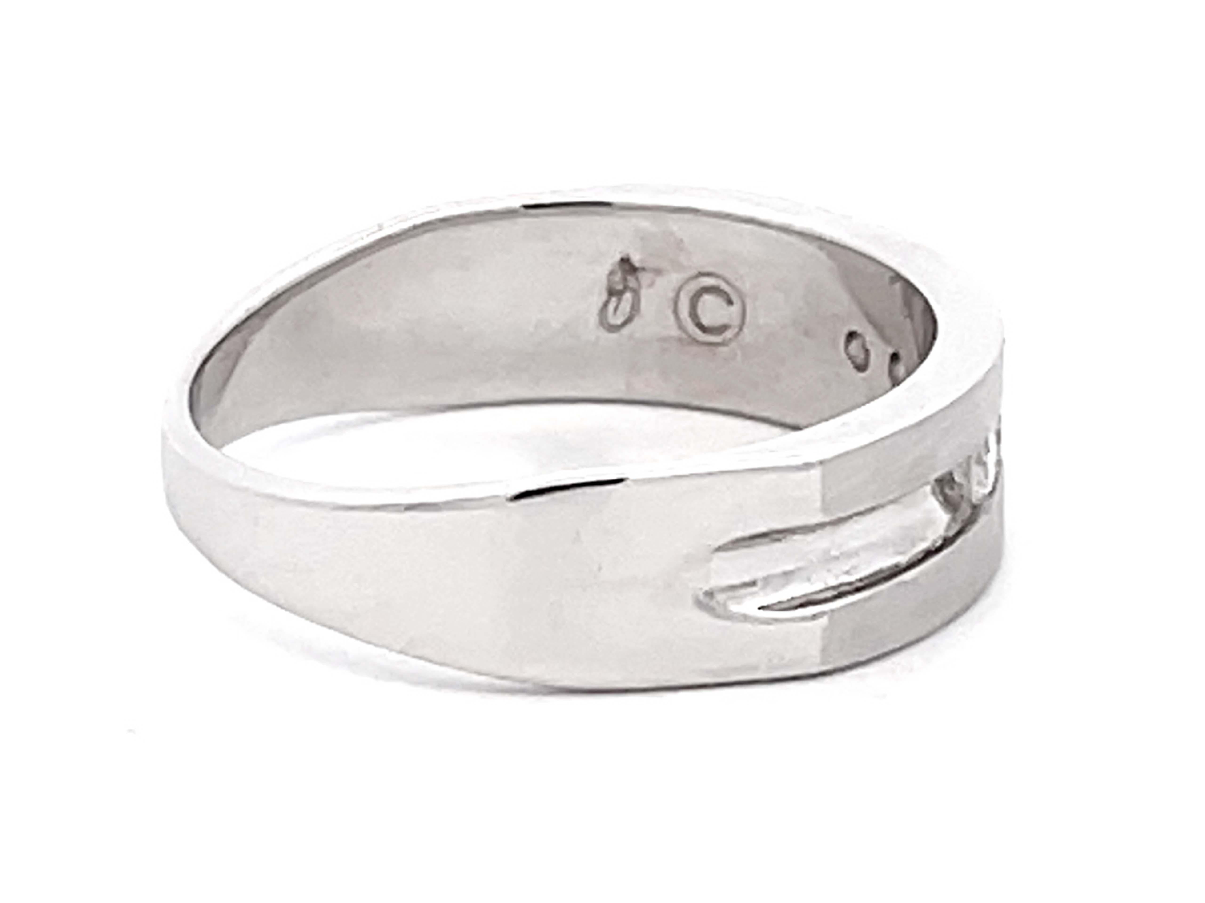 Bague à diamant pour homme en or blanc 14k, finition mate Excellent état - En vente à Honolulu, HI