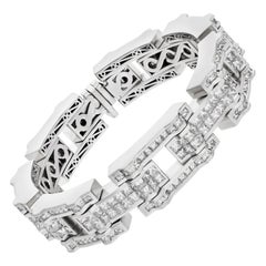 Mens Diamond Bracelet 18k White Gold, Heavy and Bright