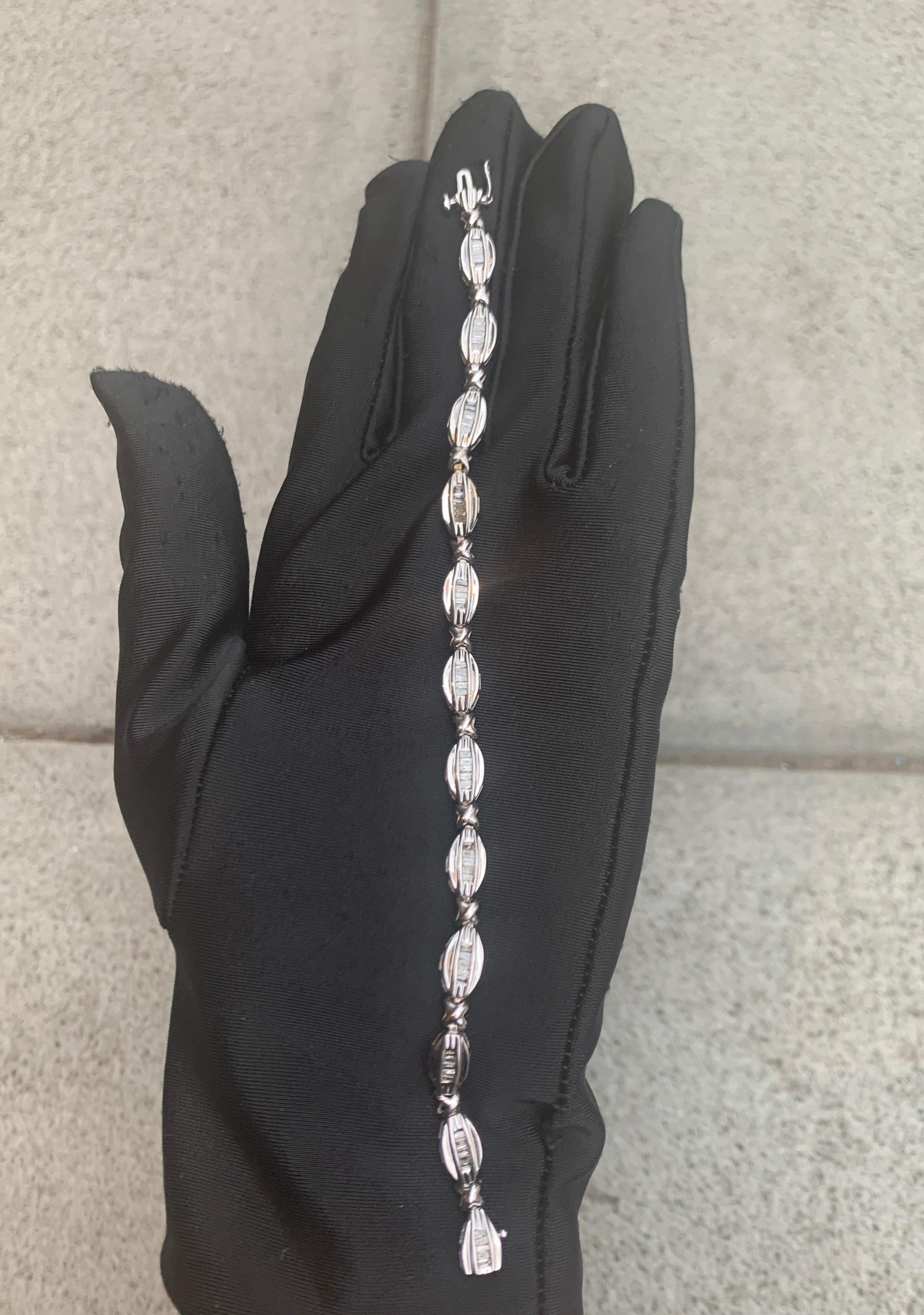 Baguette Cut Men's Diamond Bracelet For Sale