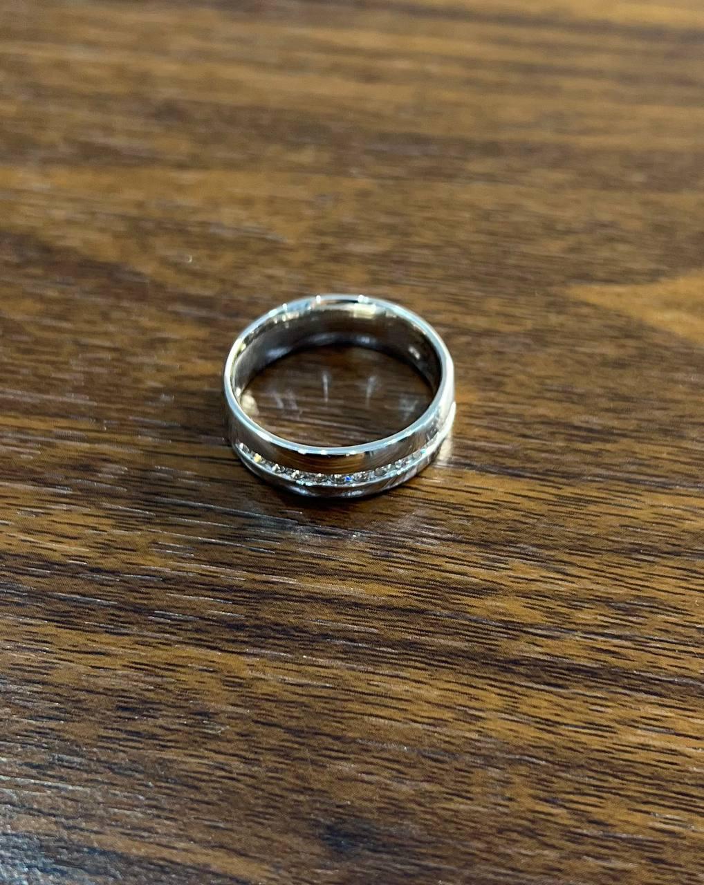 Men's Diamond Channel Set 14K White Gold Band Classic Ring For Sale 1