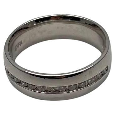 Bague classique pour homme en or blanc 14K sertie de diamants Channel Channel Set