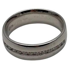 Bague classique pour homme en or blanc 14K sertie de diamants Channel Channel Set