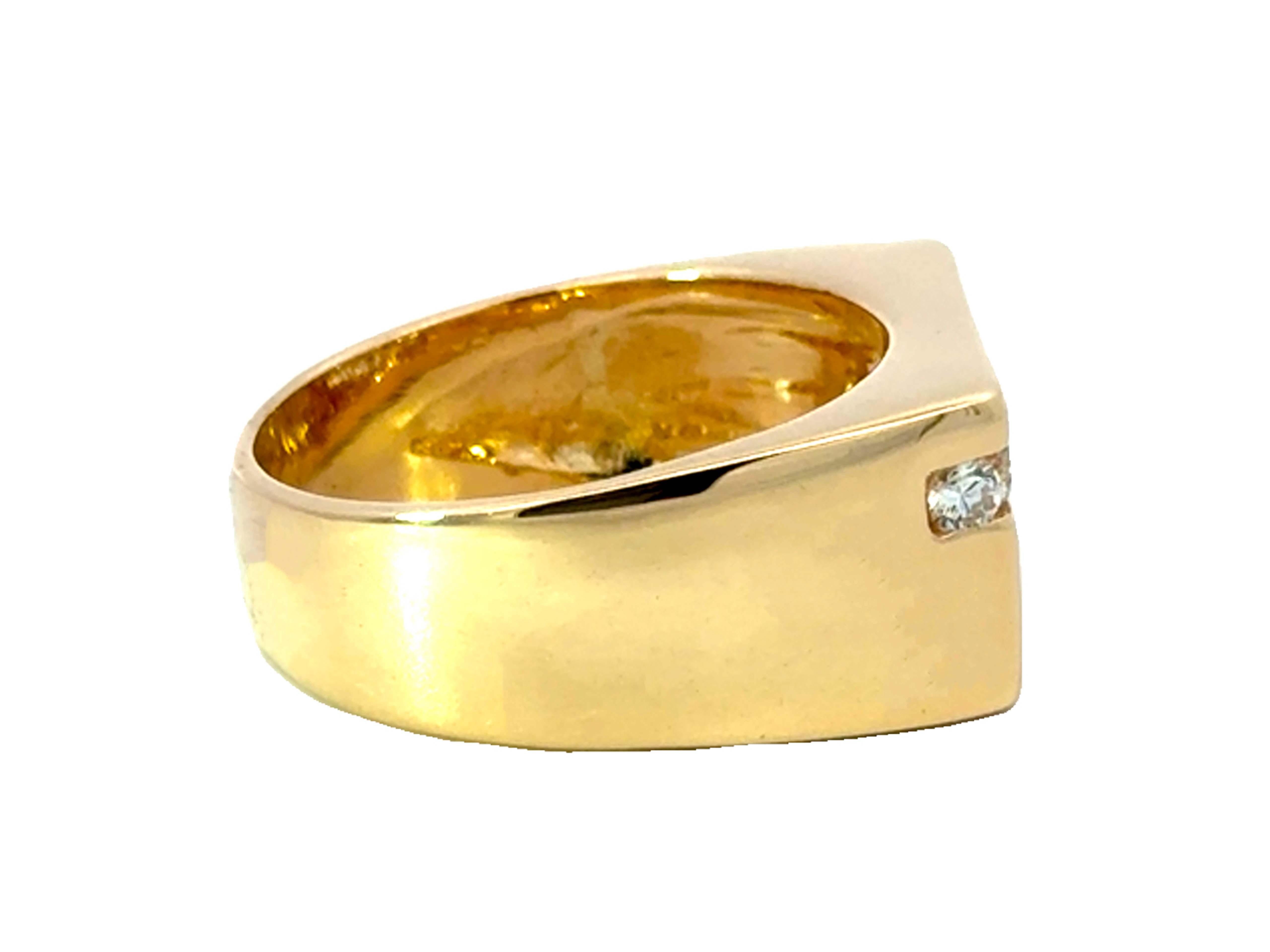 Bague pour homme en or jaune 14K sertie de diamants Pour hommes en vente