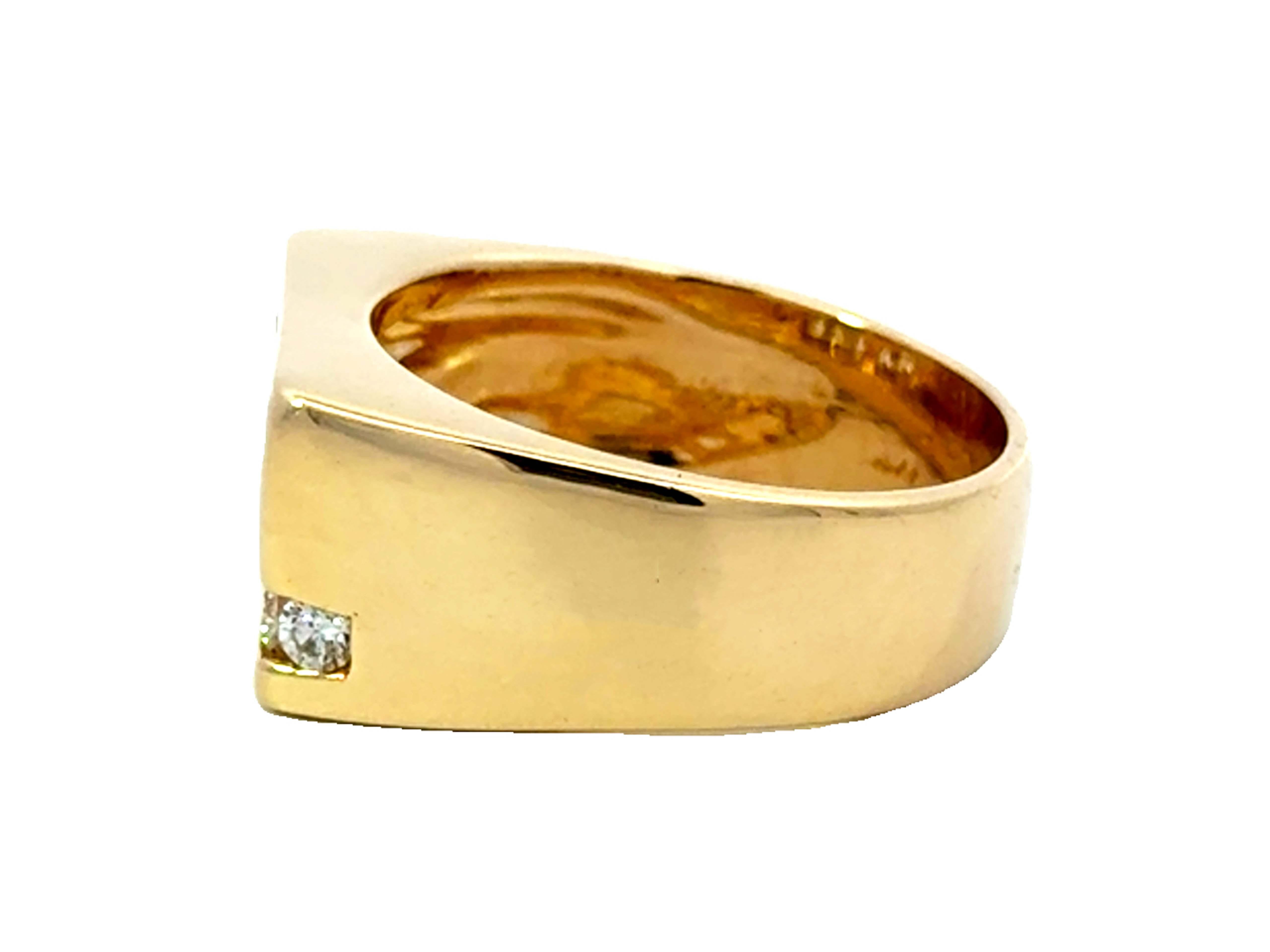 Bague pour homme en or jaune 14K sertie de diamants en vente 1