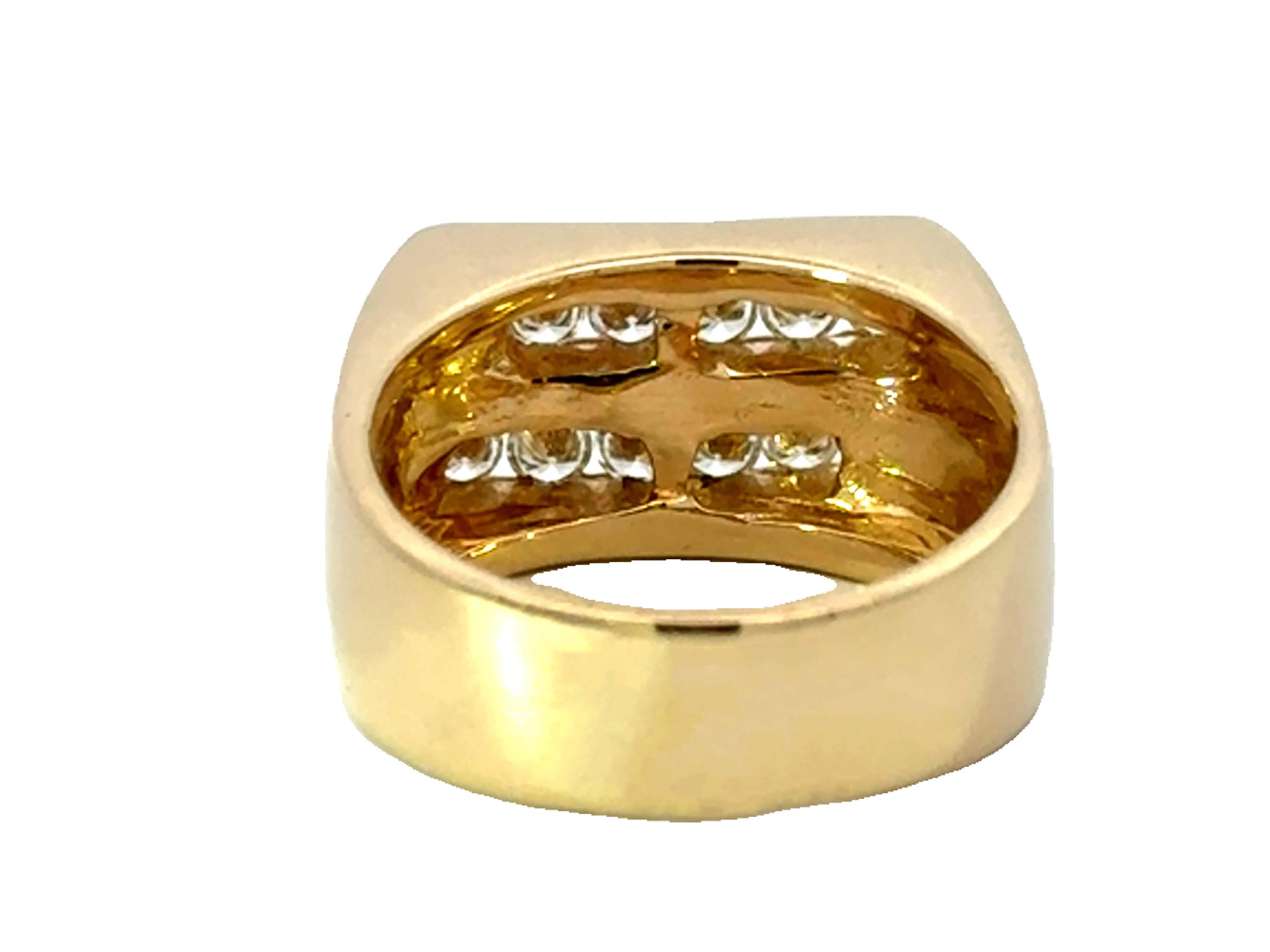 Bague pour homme en or jaune 14K sertie de diamants en vente 2