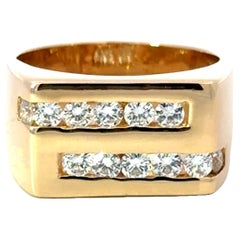 Mens Diamond Channel Set 14K Yellow Gold Ring
