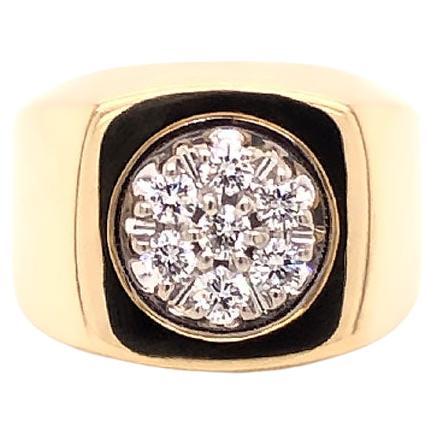 Herren Diamant-Cluster-Ring in Rosa aus 14k Gelbgold (Rundschliff)