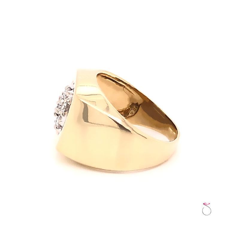 Round Cut Men's Diamond Cluster Pinky Ring in 14k Yellow Gold