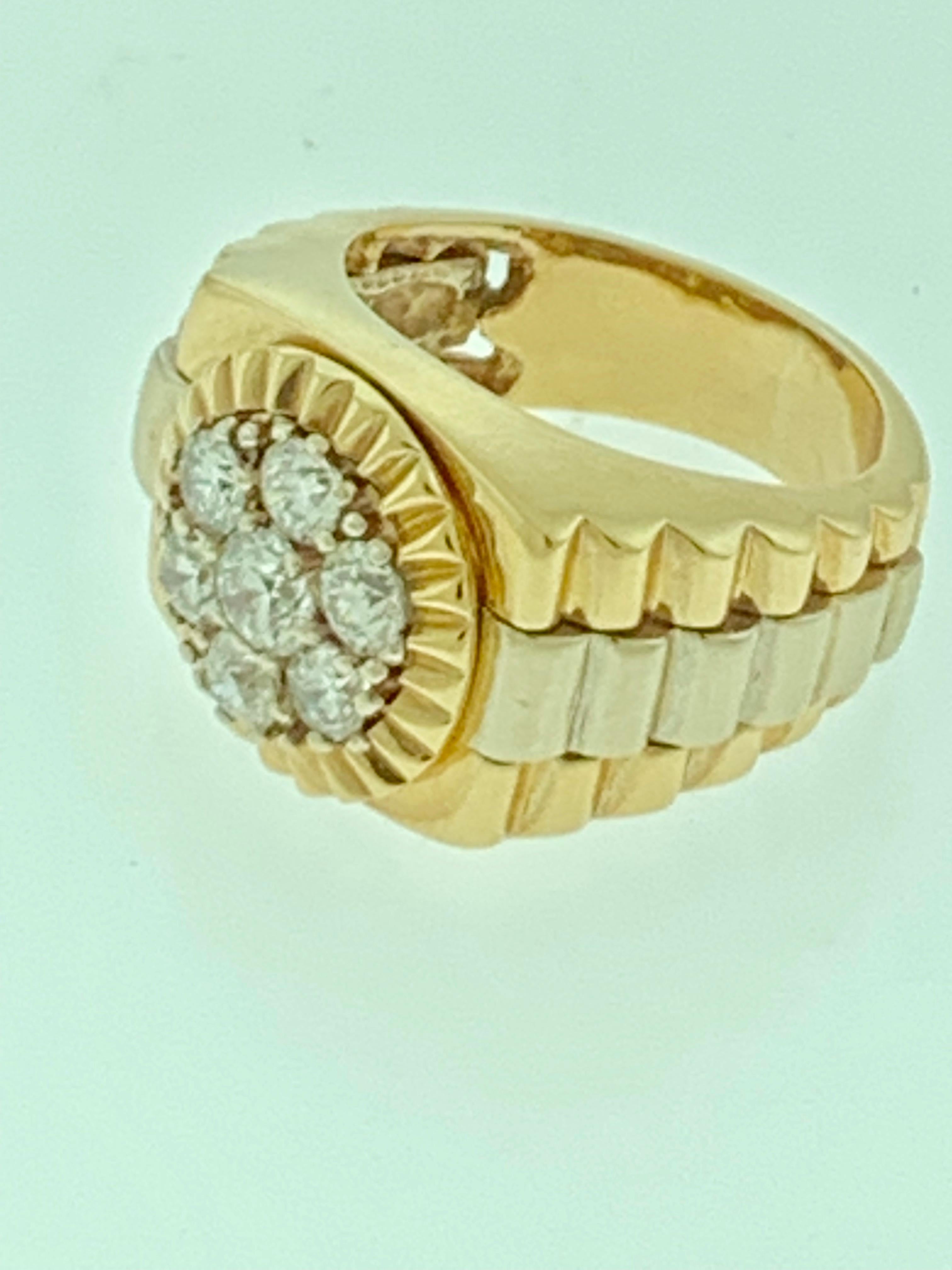 Men's Men’s Diamond Cluster Ring Brilliant Round Cut 1.5 Carat 7-Stone 18 Karat Gold