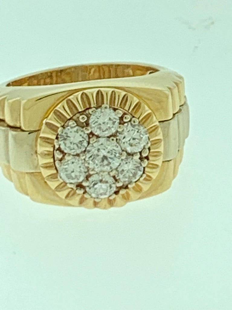 Men’s Diamond Cluster Ring Brilliant Round Cut 1.5 Carat 7Stone 18