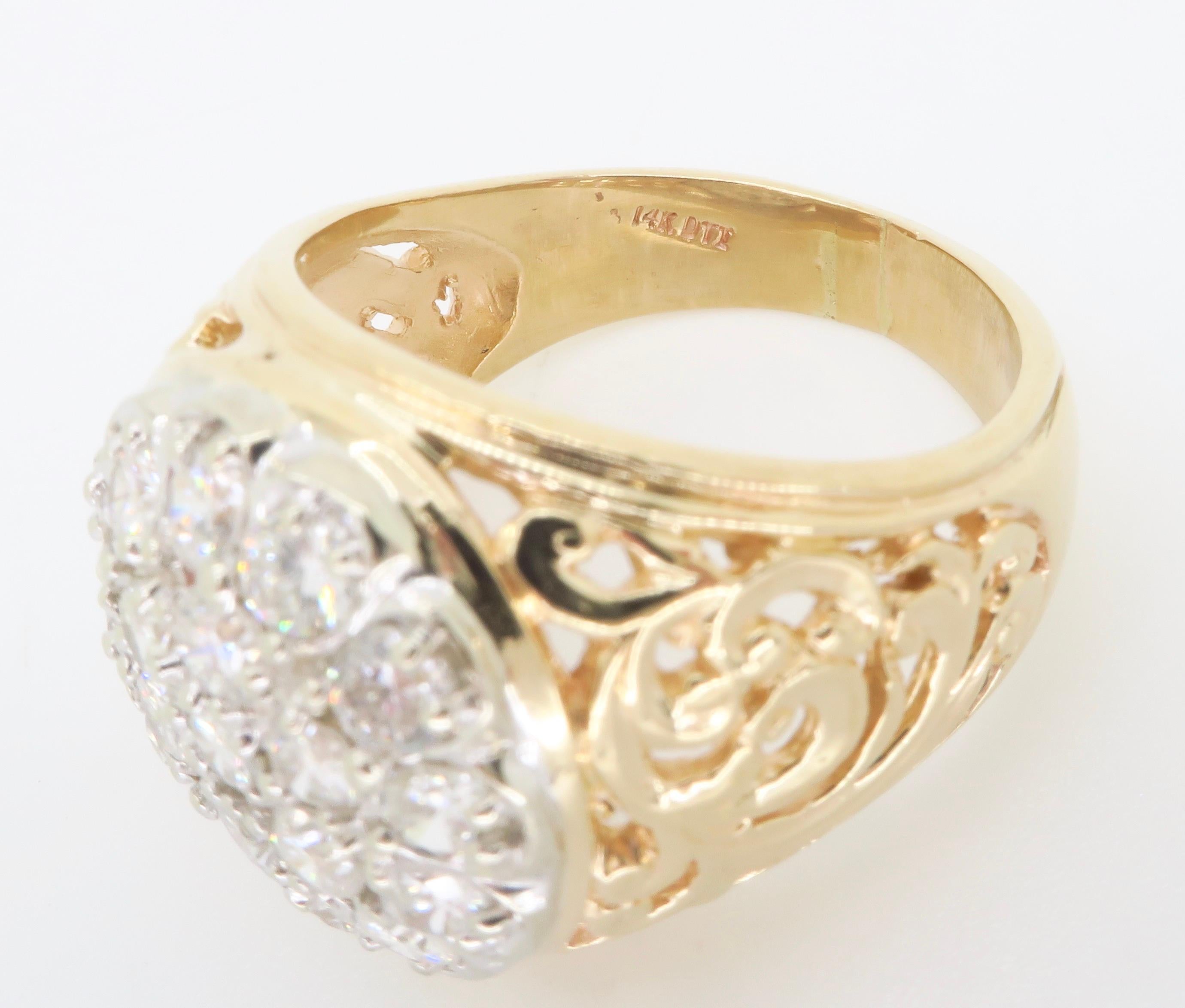 Round Cut Men's Diamond Cluster Ring