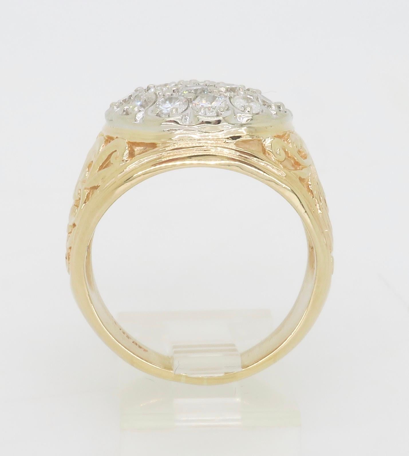 Men's Diamond Cluster Ring In New Condition In Webster, NY