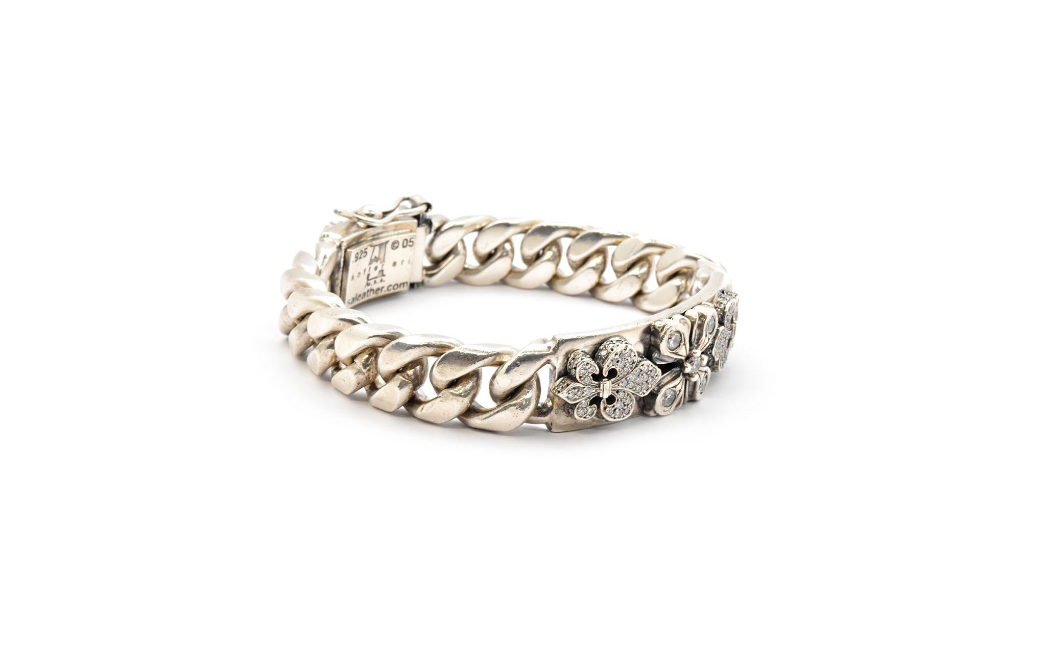 Designer: Soffer Ari
Material: sterling silver
Dimensions: bracelet is approximately 3/4-inches wide and 8 1/2-inches long 
Weight: 150.30 grams
Retail: $11,800.00
