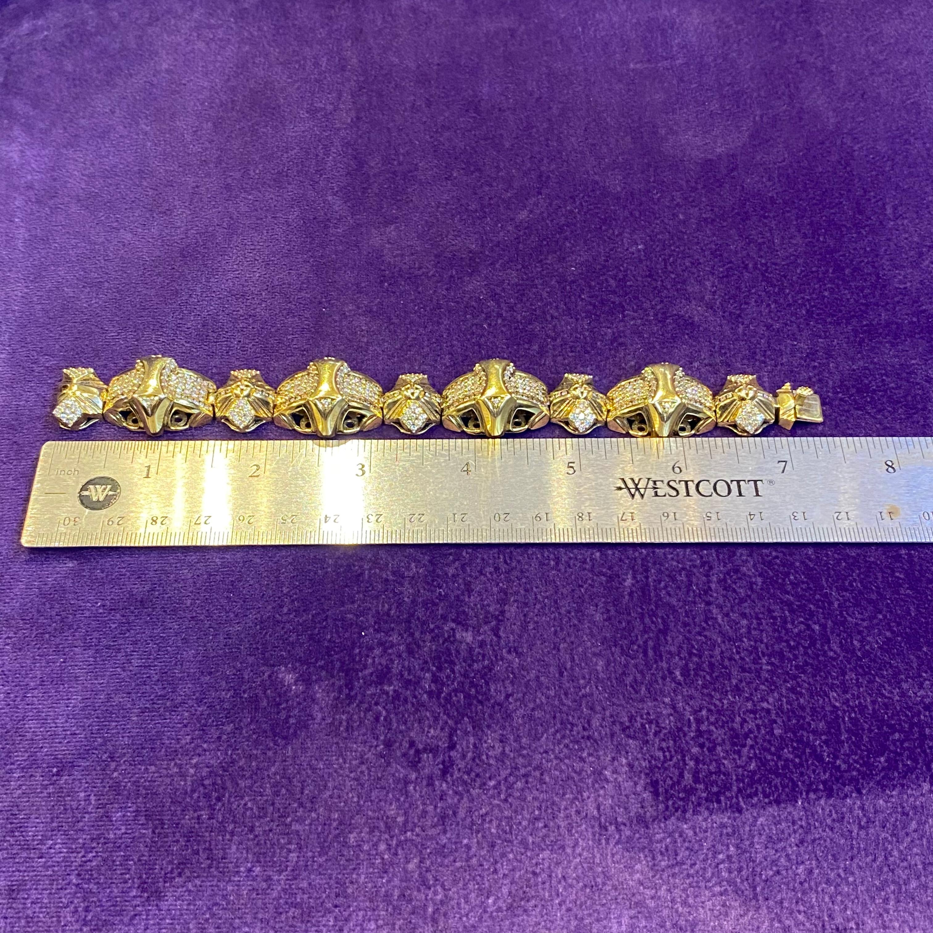 Men's Diamond & Gold Bracelet In Excellent Condition For Sale In New York, NY