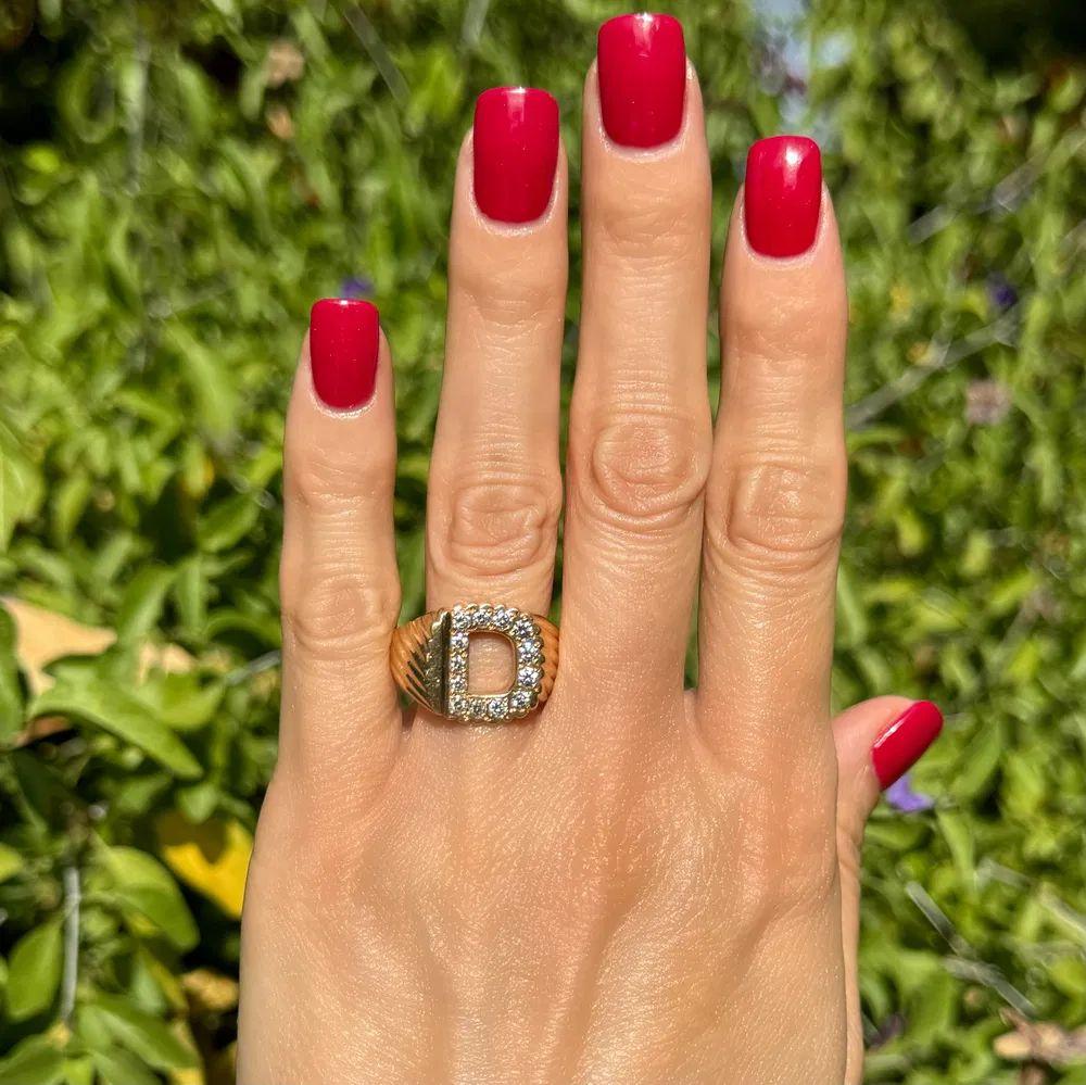 Modernist Men’s Diamond Gold Vintage Ring For Sale