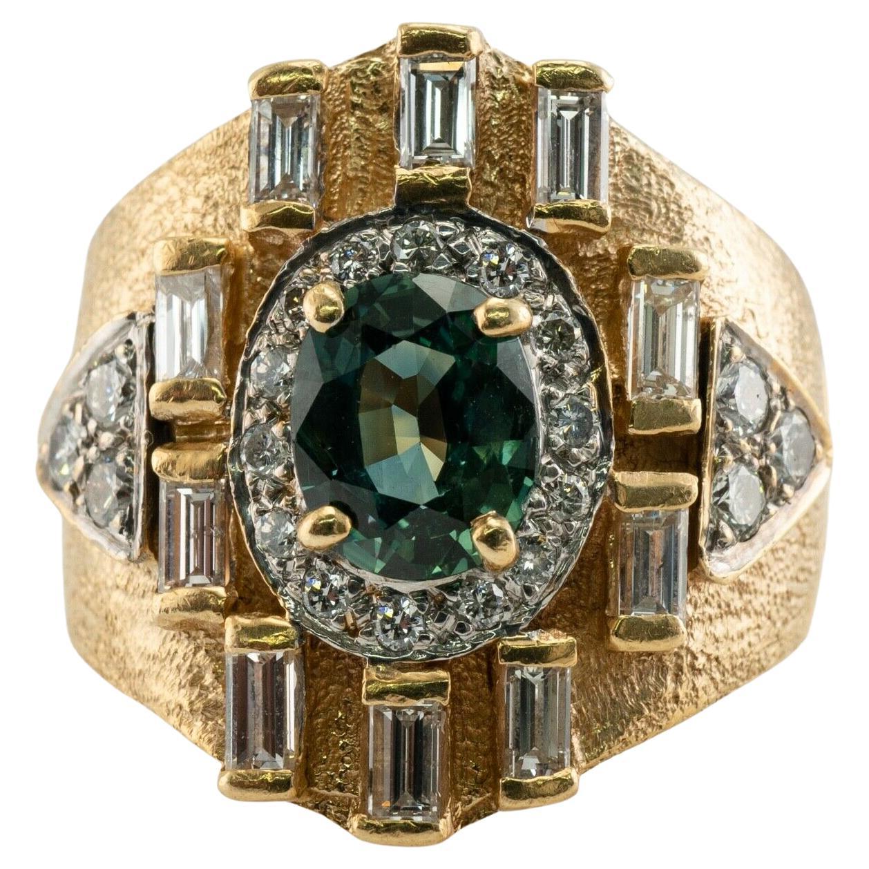 .20 Carat Diamond Green Gold Square Top Mens Ring For Sale at 1stDibs