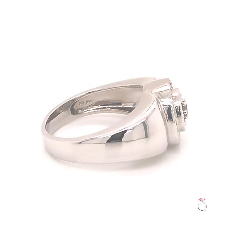 Herren-Diamant-Halo-Ring aus 14k Weißgold im Zustand „Gut“ im Angebot in Honolulu, HI