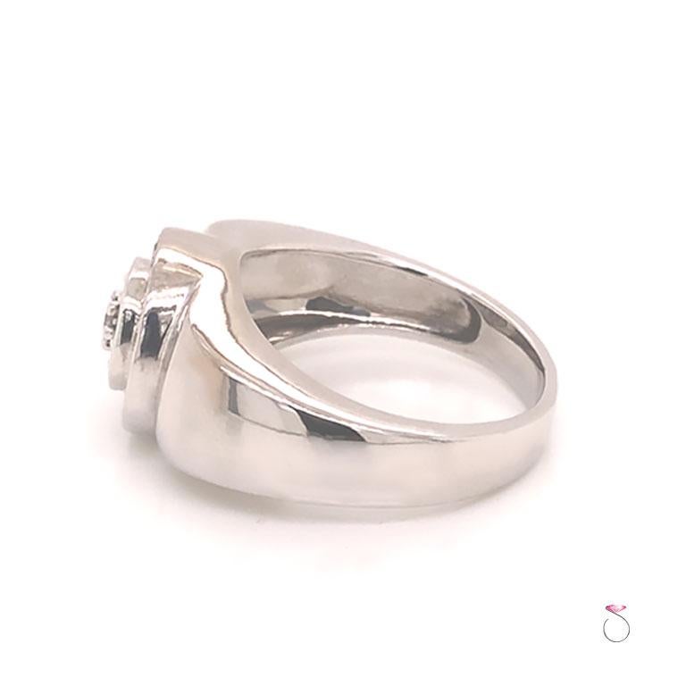 Herren-Diamant-Halo-Ring aus 14k Weißgold für Damen oder Herren im Angebot