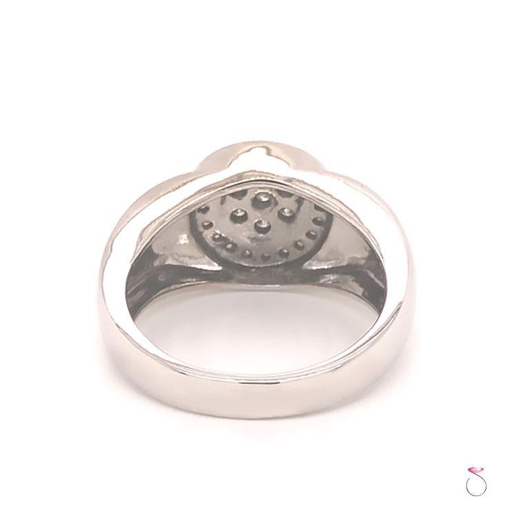 Women's or Men's Mens Diamond Halo Ring in 14k White Gold For Sale