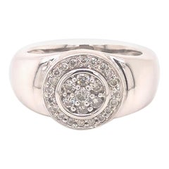 Mens Diamond Halo Ring in 14k White Gold