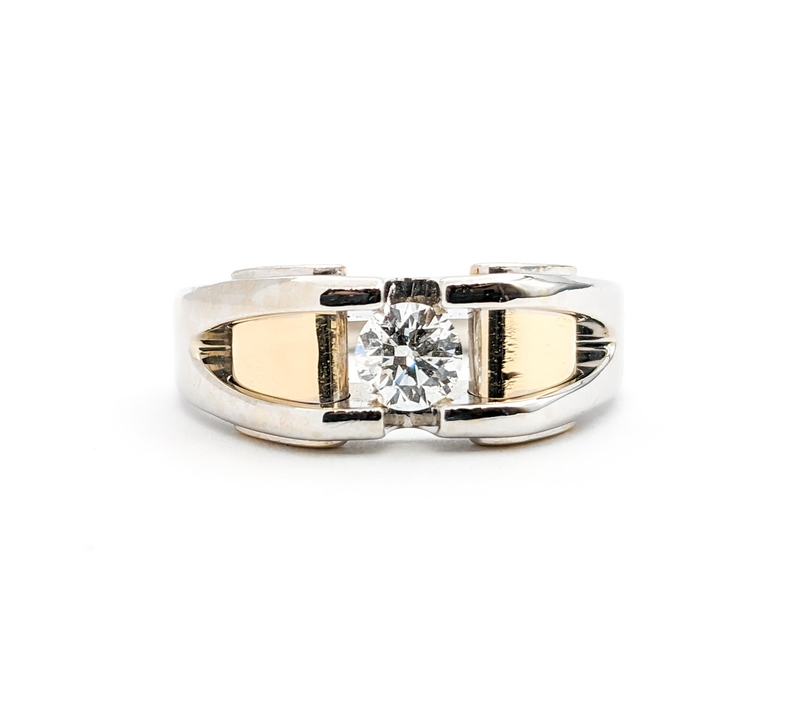 Men's Diamond Handsome Ring In Two-Tone Gold For Sale 1
