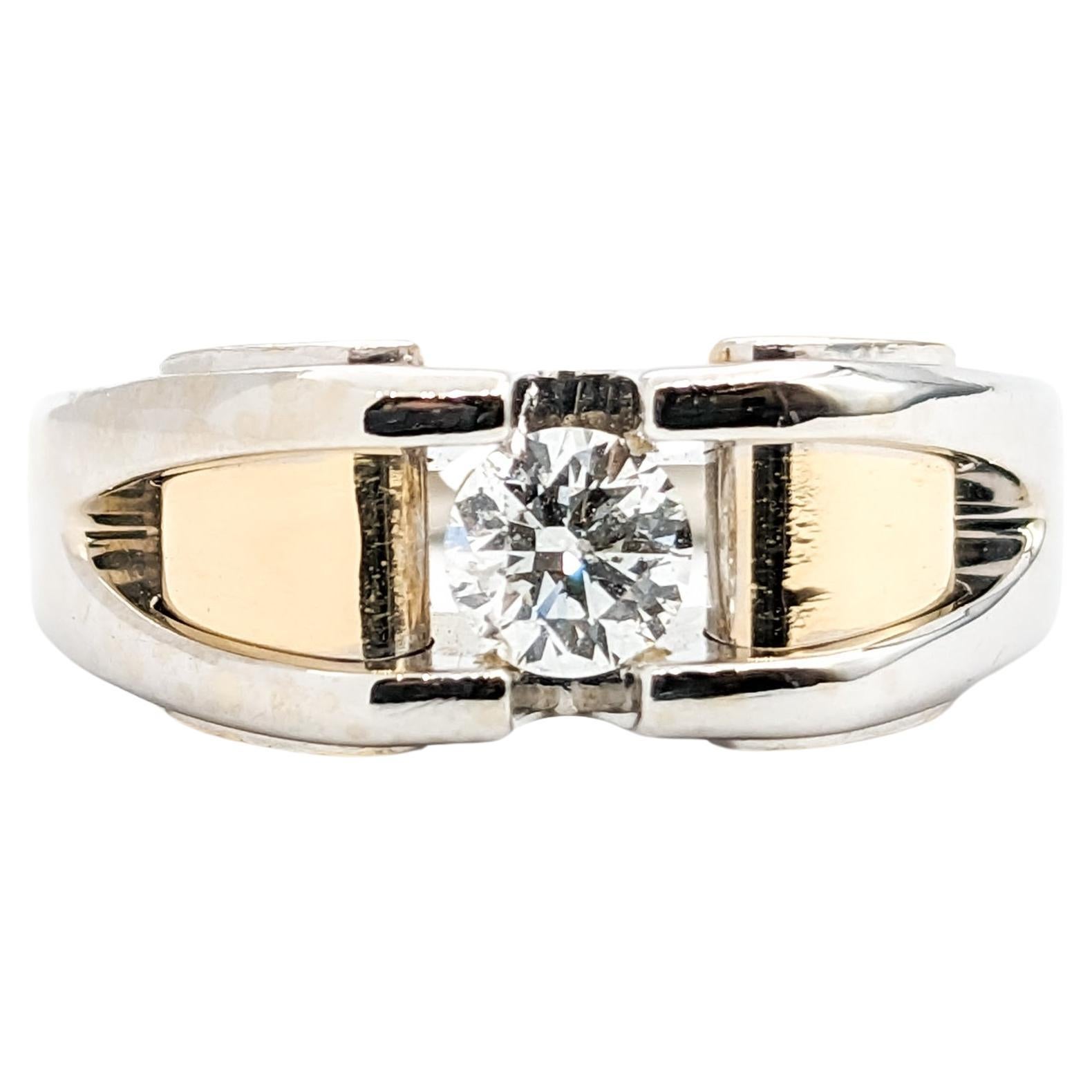 Men's Diamond Handsome Ring In Two-Tone Gold For Sale