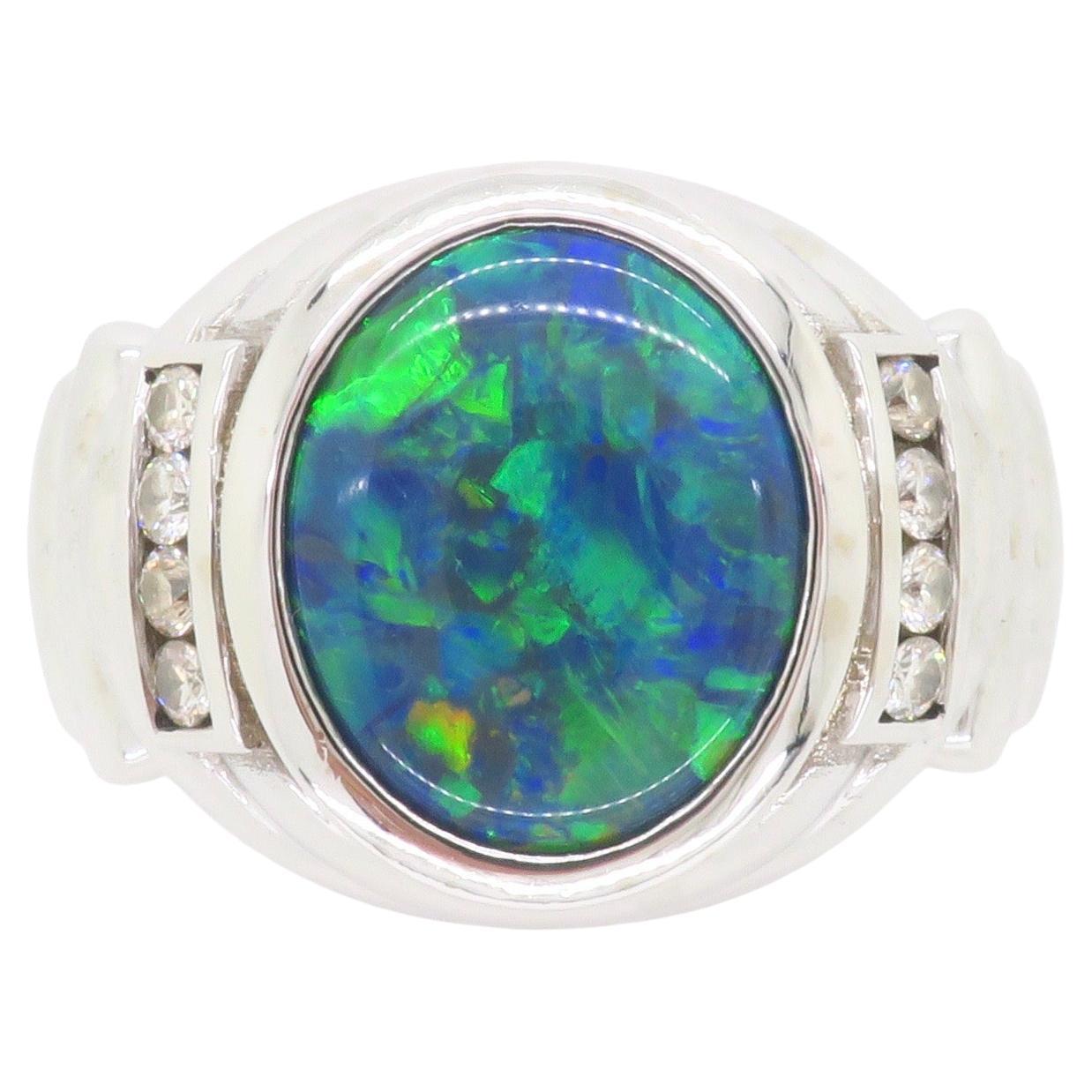 Men's Diamond & Opal Ring