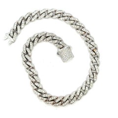 Men’s Diamond Pavé Cuban Link Bracelet 6.5 Carats 14K White Gold
