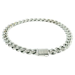 Men’s Diamond Pavé Cuban Link Bracelet 6.5 Carats 14K White Gold