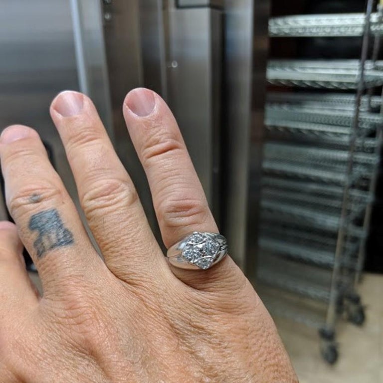 Men's Diamond Pinky Ring in 14 Karat White Gold For Sale at 1stDibs | mens pinky  rings gold, 14k gold pinky ring mens, white gold pinky ring