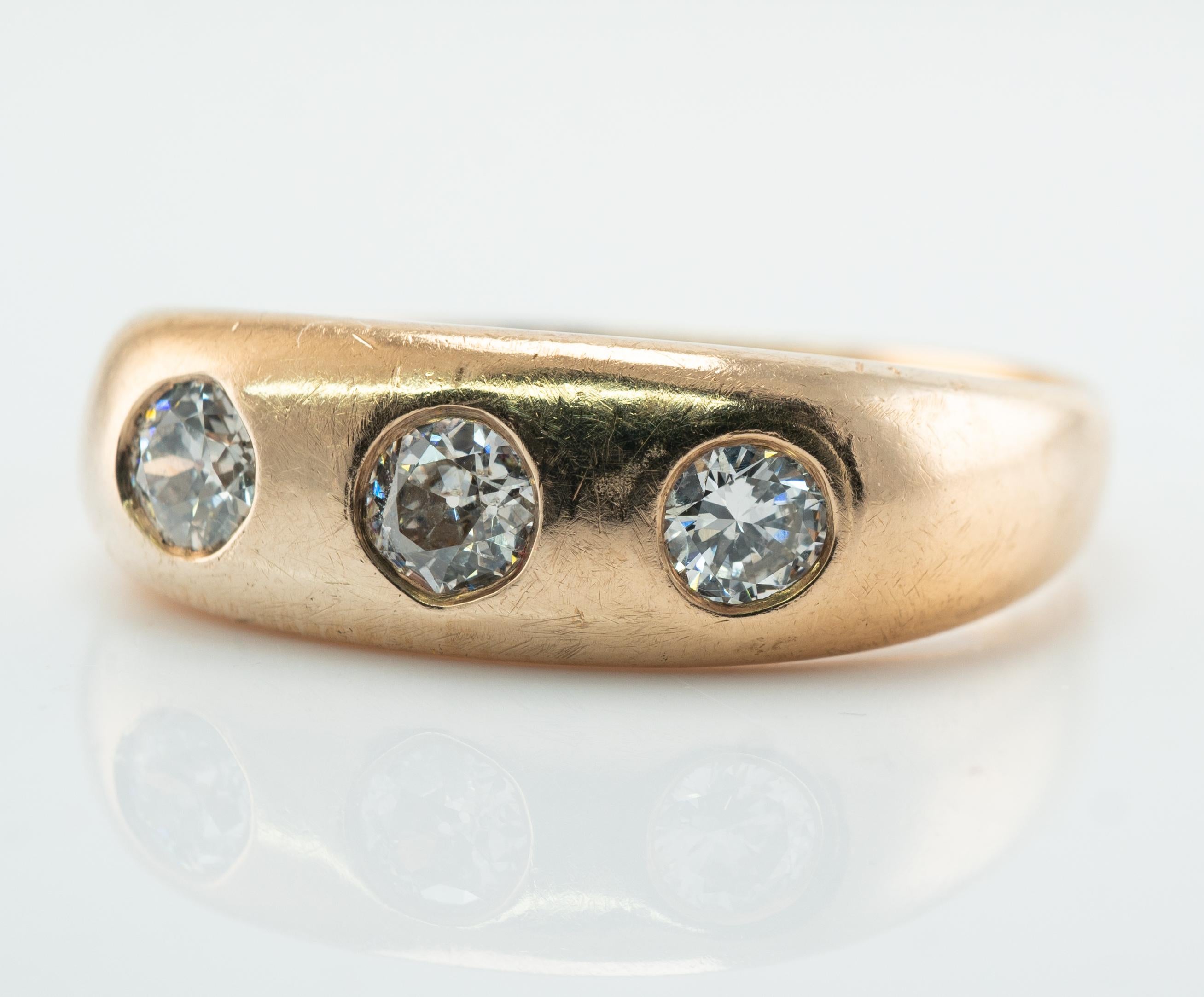 Bague homme diamant 0.54 cttw Vintage 14K Gold Band Wedding Bon état - En vente à East Brunswick, NJ