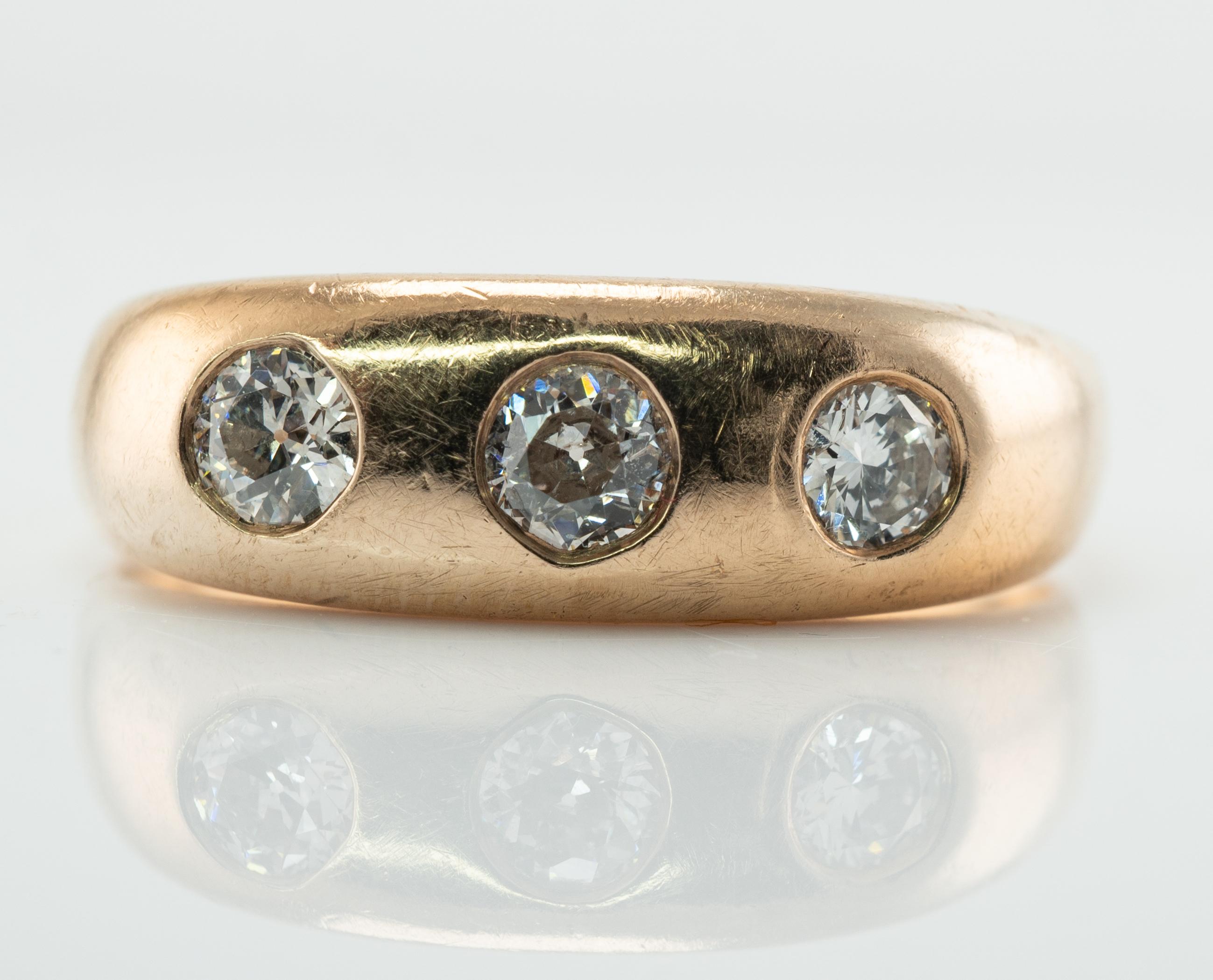 Mens Diamond Ring 0.54 cttw Vintage 14K Gold Band Wedding For Sale 1