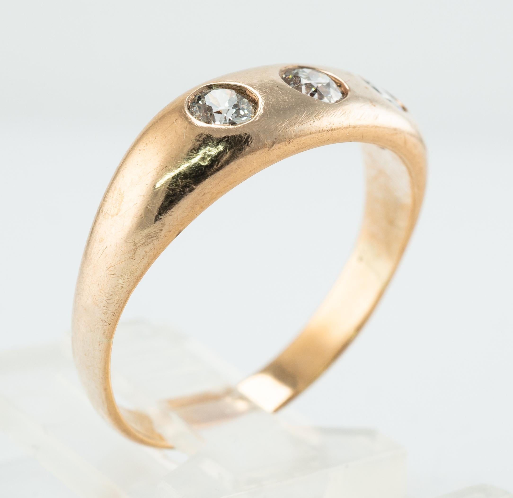 Bague homme diamant 0.54 cttw Vintage 14K Gold Band Wedding en vente 2