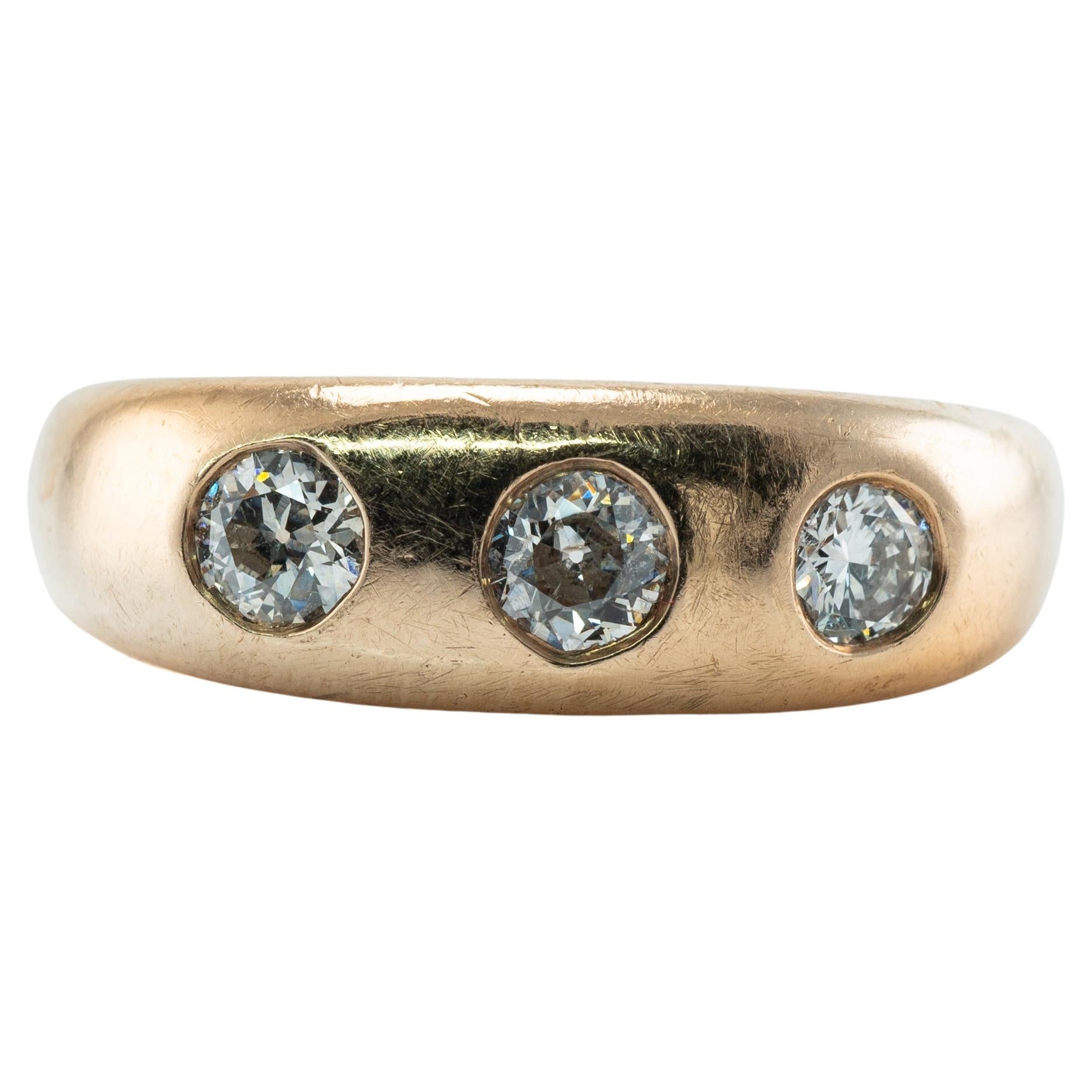 Mens Diamond Ring 0.54 cttw Vintage 14K Gold Band Wedding For Sale