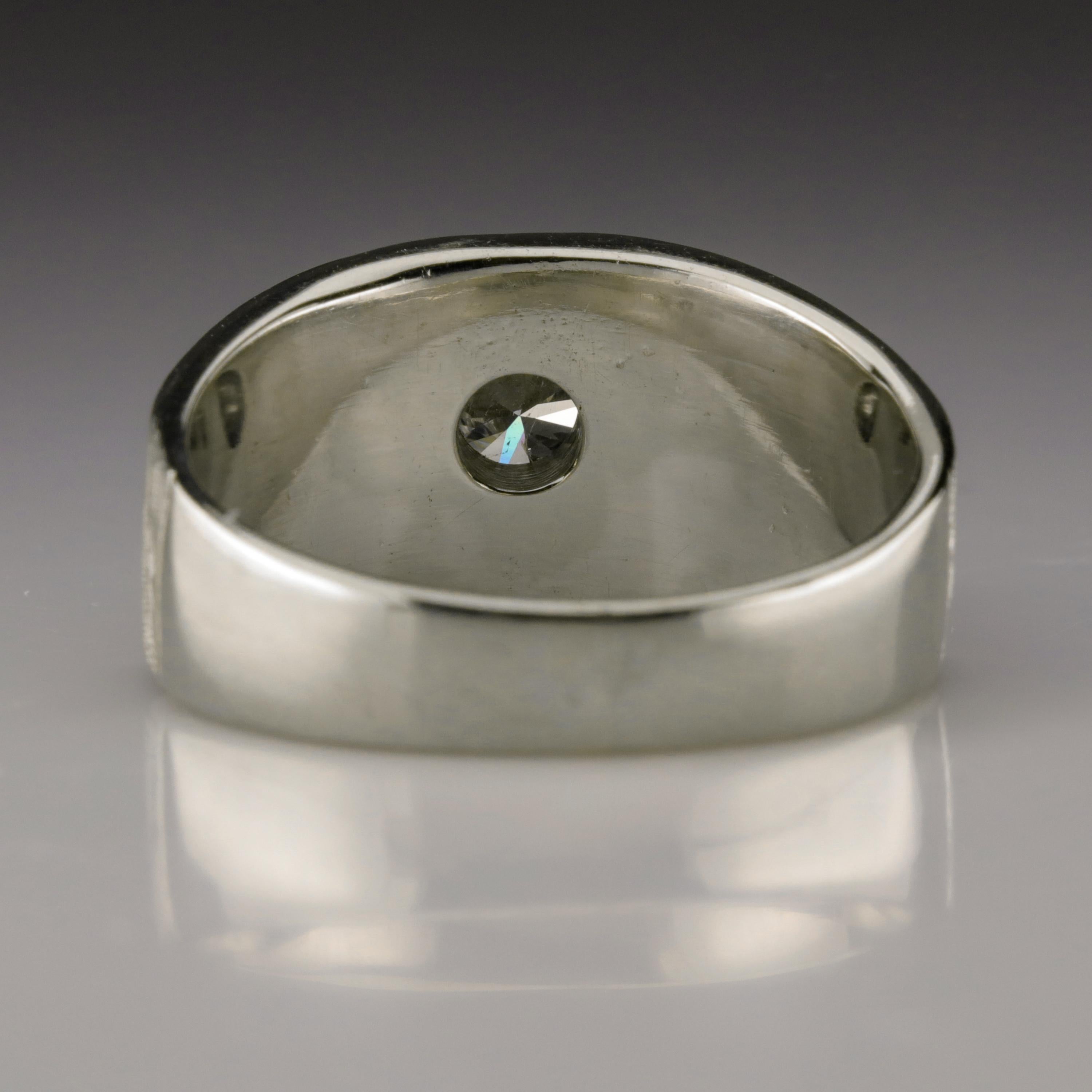 Round Cut Men's Diamond Ring 1 Carat circa 1950s Sleek and Sophisticated