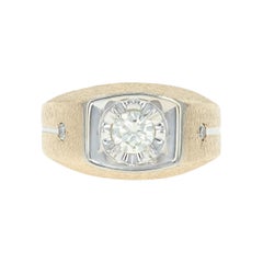 Men's Diamond Ring, 14 Karat Yellow Gold Round Cut .58 Carat