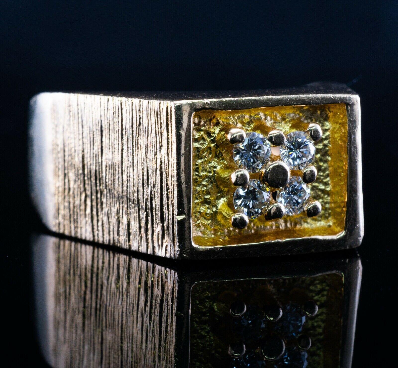 Mens Diamond Ring 14K Gold .28ct TDW Vintage For Sale 6